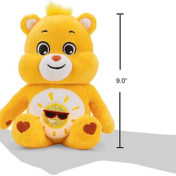 Care Bears 9" Bean Plush (Glitter Belly) - Funshine Bear  Soft Huggable Material - Picture 3 of 6